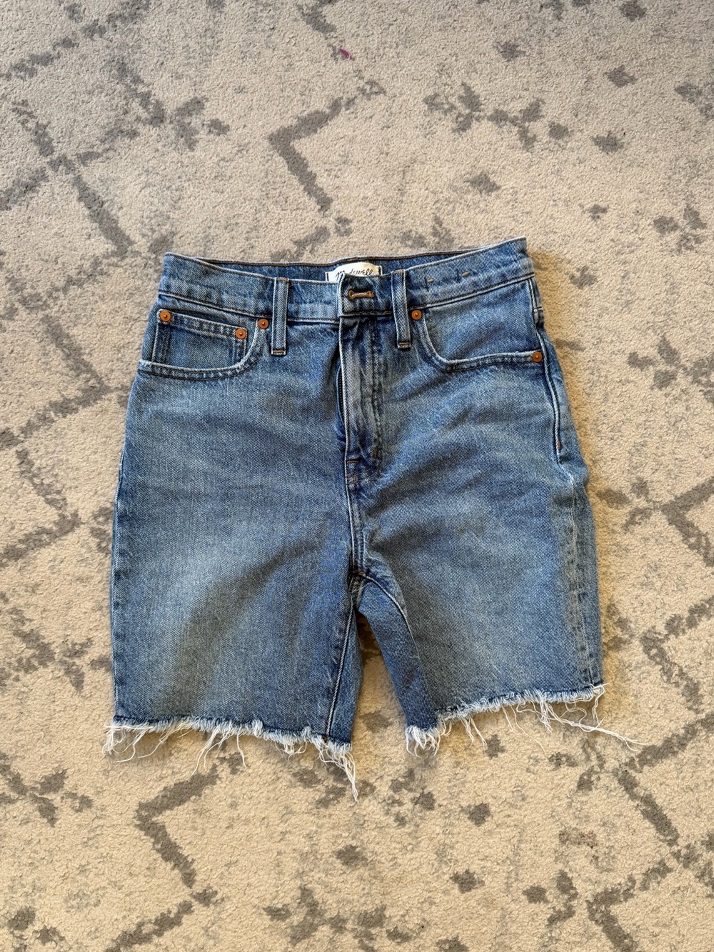 Madewell high rise mid length denim shorts